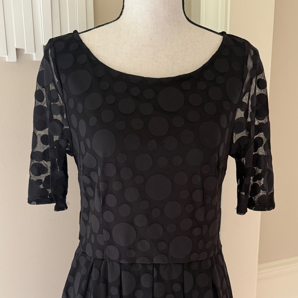 Black Polka Dot Dress Semi-Sheer Women's Small Lined